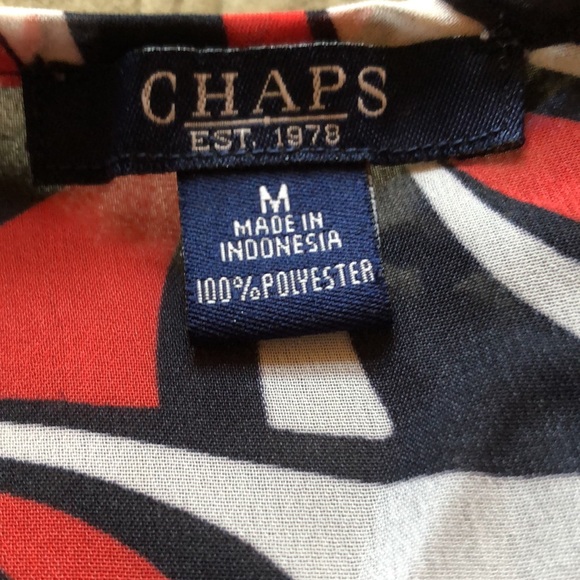 Womens CHAPS Red White Blue Polyester Semi Sheer Tunic Elastic Waist. Size M - Picture 4 of 4